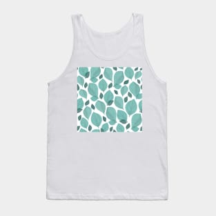 Turquoise Basil Leaf Pattern Tank Top